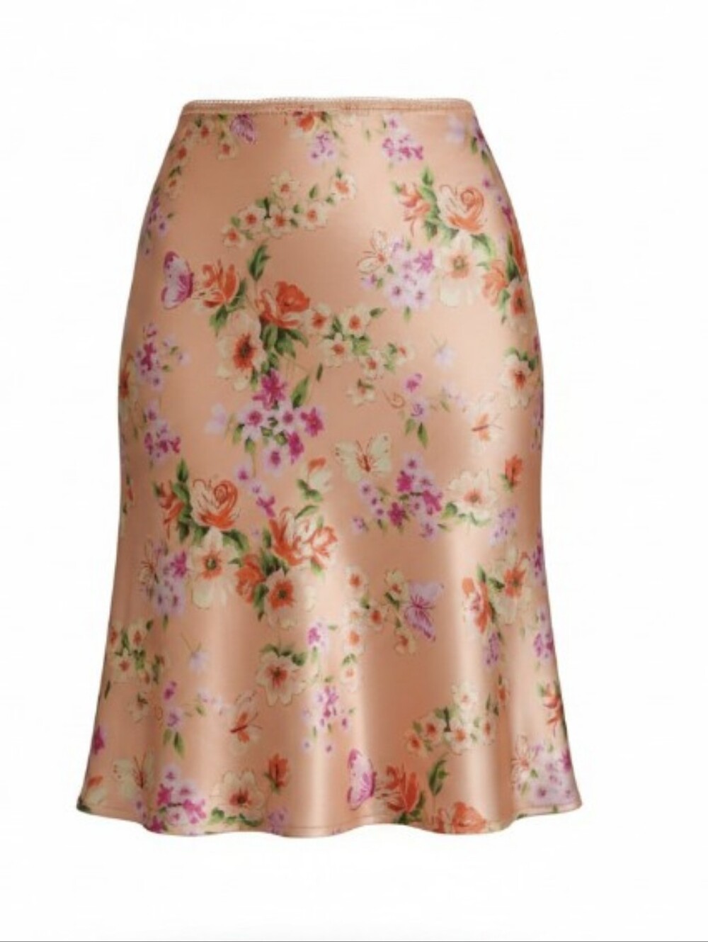 Cherokee Peach Floral Circle Skirt L 10 12 Will Fit Women's Small